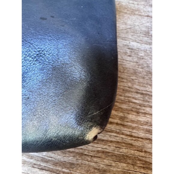 Vintage Etienne Aigner Navy Blue Genuine Leather Purse Handbag Tote - Picture 4 of 14